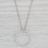 Light Gray 0.15ctw Diamond Eternity Circle Pendant Necklace 14k White Gold Wheat Chain