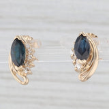 1.50ctw Blue Sapphire Diamond Stud Drop Earrings 14k Yellow Gold