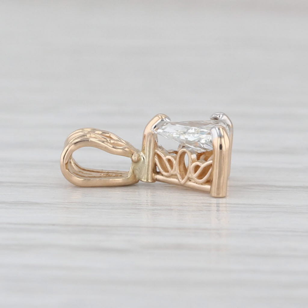 0.50ct Trillion Solitaire Pendant 14k Yellow Gold Small Drop
