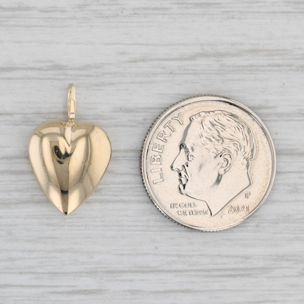 Light Gray Small Puffy Heart Charm 14k Yellow Gold Pendant