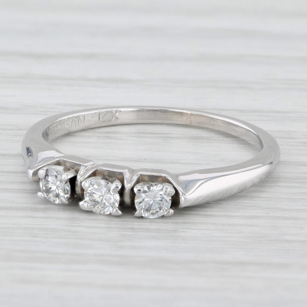 Light Gray 0.18ctw Diamond 3-Stone Ring 14k White Gold Size 5.5 Stackable