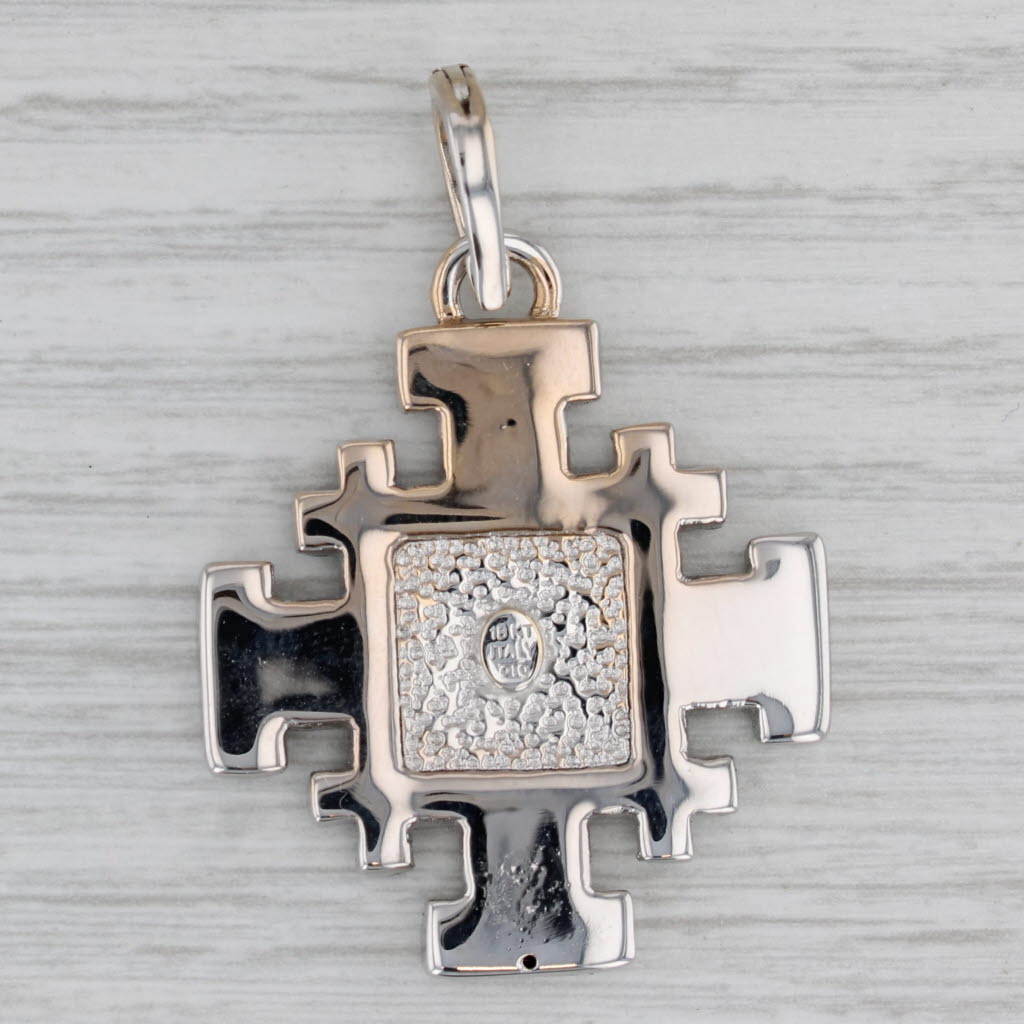 Gray 18k White Gold Lightweight Cross Pendant Hinged Bail