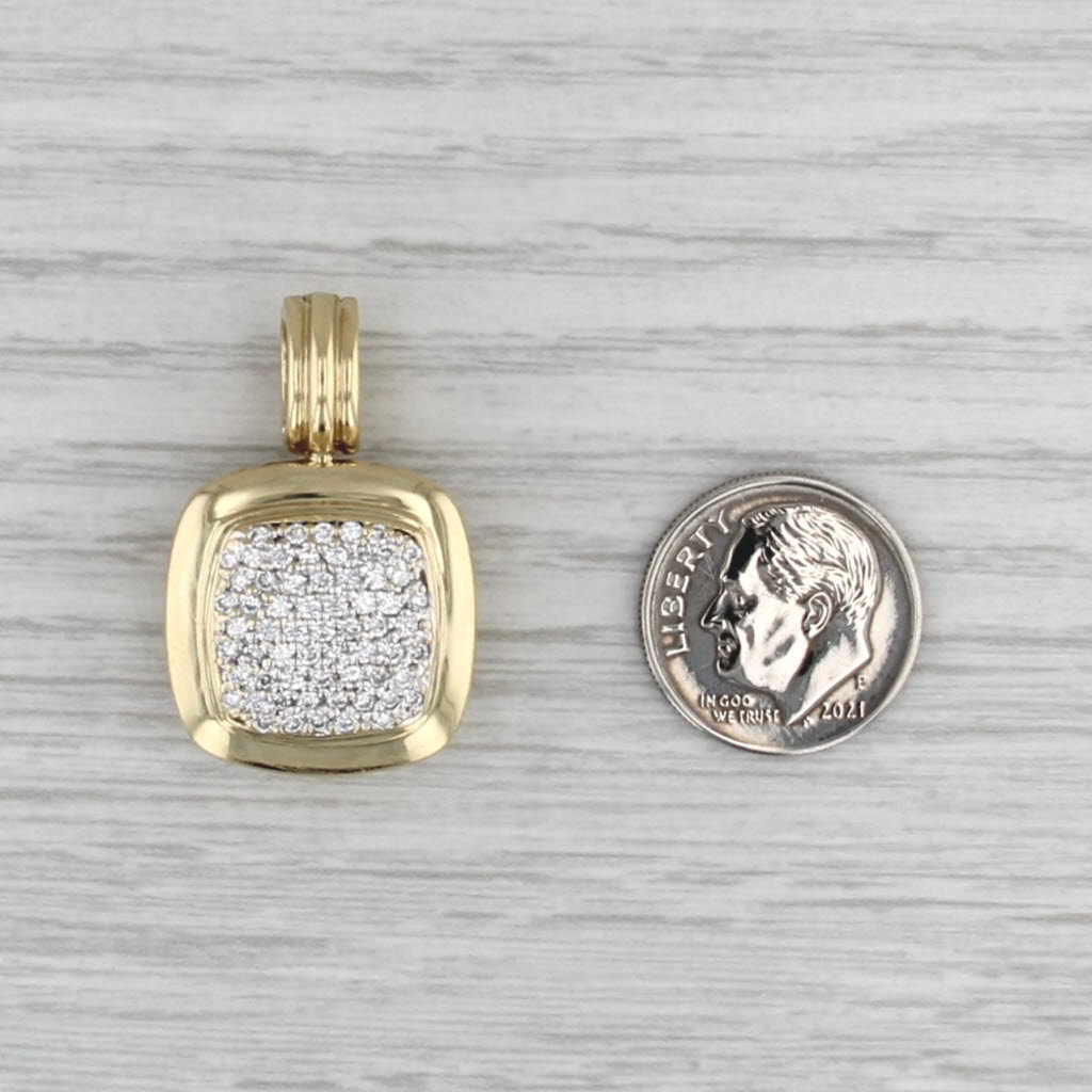 David Yurman Albion 0.75ctw Pave Diamond Pendant 18k Gold Enhacner Clip Bail