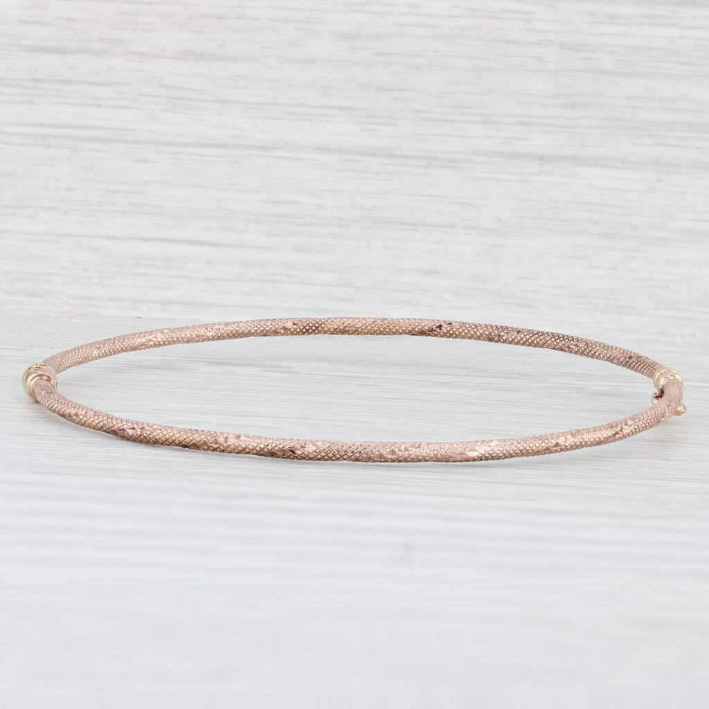 Light Gray Rose Gold textured Pattern Bangle Bracelet 18k 7.5"2.2mm Milor Italy