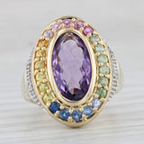 4ctw Amethyst Sapphire Halo Ring 14k Yellow Gold Size 6.25 Cocktail