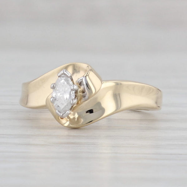 Gray 0.16ct Marquise Diamond Engagement Ring 14k Yellow Gold Size 4.5 Bypass