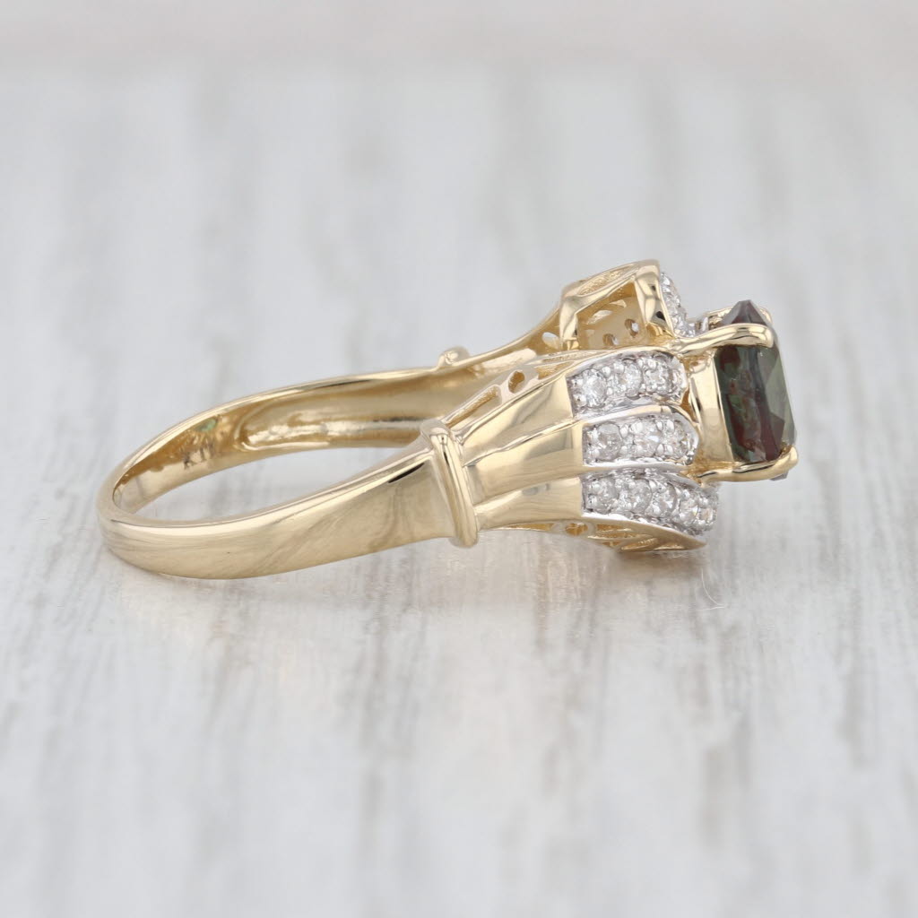 1.49ctw Andesine Labradorite Diamond Bypass Ring 14k Yellow Gold Size 8
