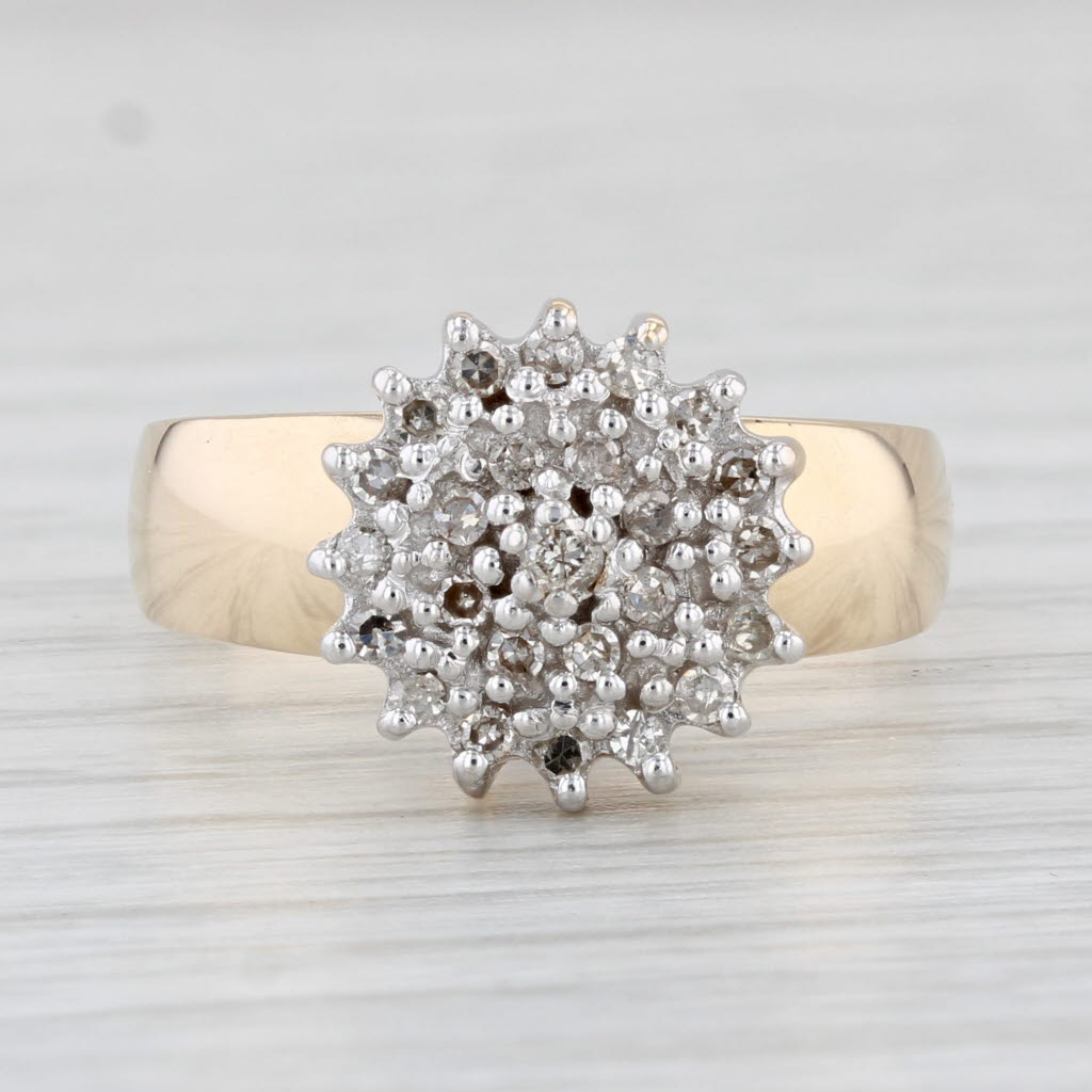 Light Gray 0.22ctw Diamond Cluster Ring 10k Yellow Gold Size 7-7.25 Engagement