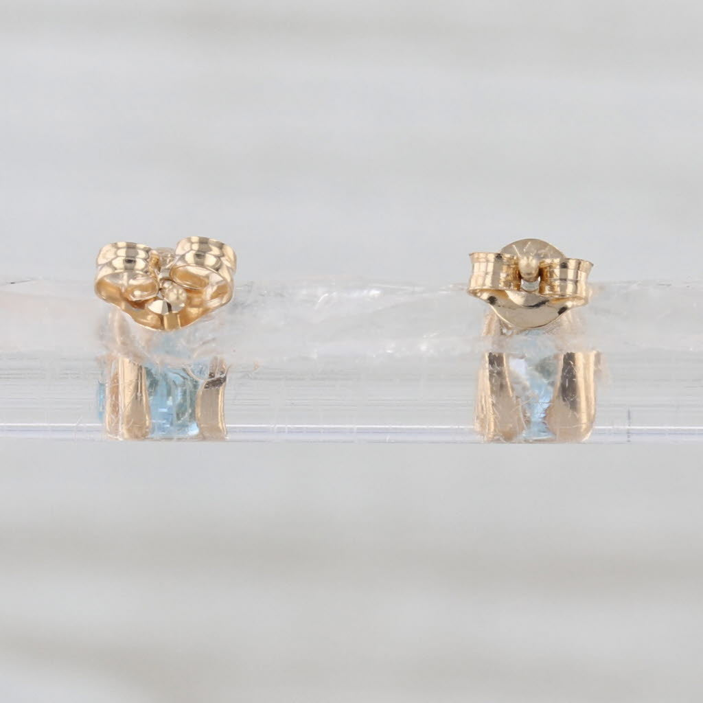 0.96ctw Pear Blue Topaz Stud Earrings 14k Yellow Gold Studs