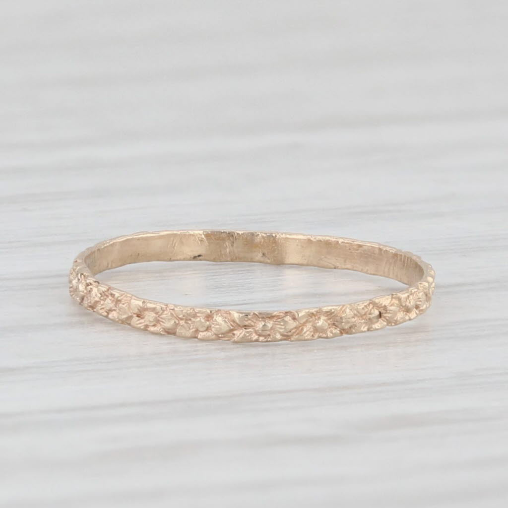 Light Gray Ostby Barton Floral Vintage Baby Ring 10k Yellow Gold Small Size Band