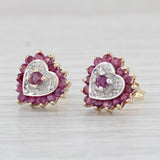 1ctw Ruby Diamond Heart Stud Earrings 10k Yellow Gold