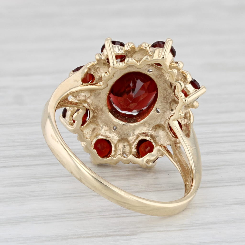 Light Gray 2.60ctw Garnet Diamond Ring 10k Yellow Gold Size 7.25 Cocktail