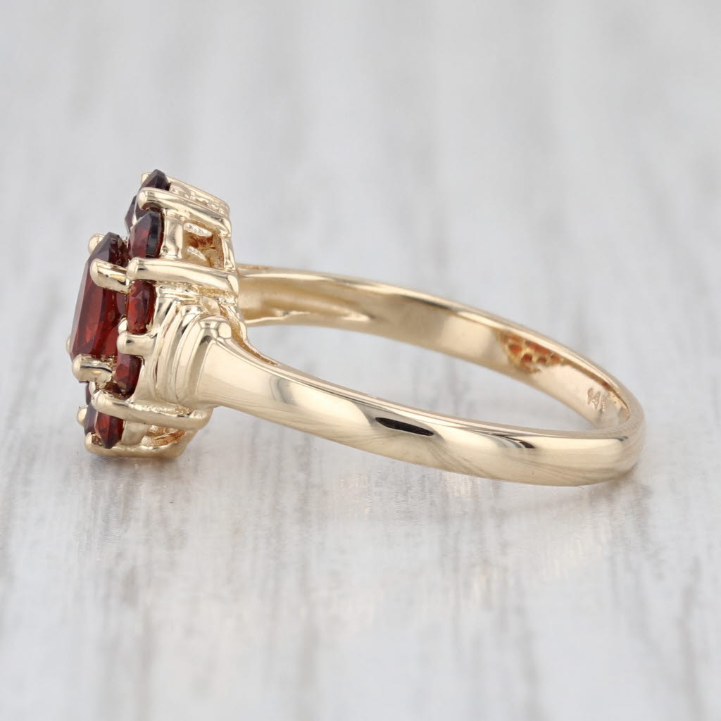 1.25ctw Oval Garnet Halo Cluster Ring 14k Yellow Gold Size 6.5
