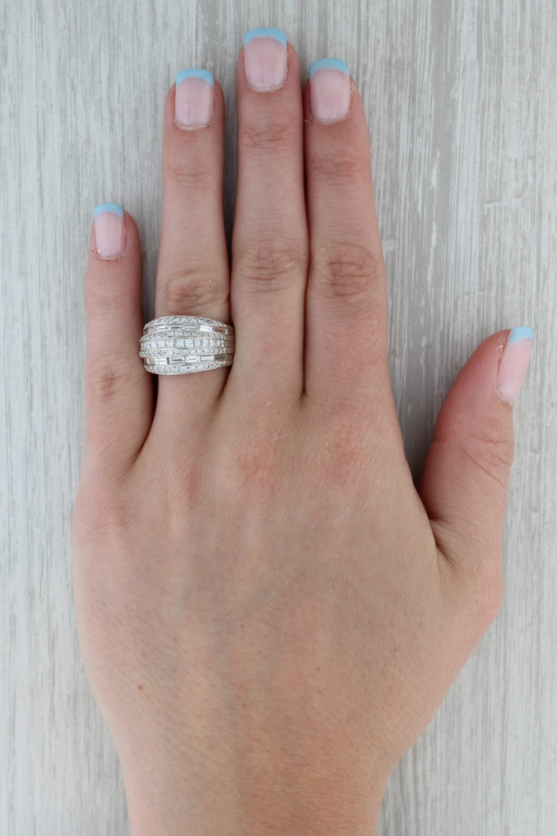 Dark Gray 2.64ctw Diamond Band Ring 18k White Gold Size 8 Cocktail Multi-Band Design