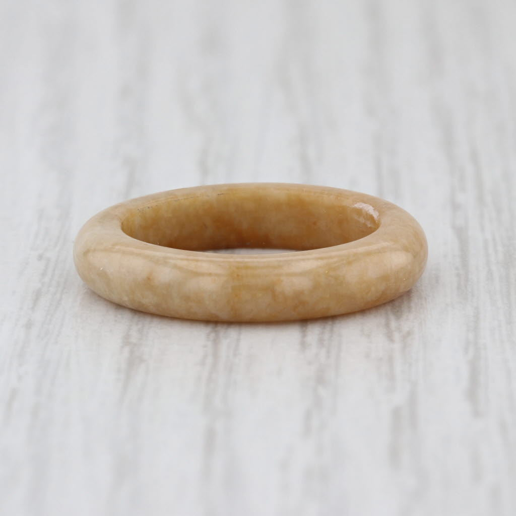 Marbled Brown Tan Jadeite Jade Band Ring Size 7.75 4.5mm