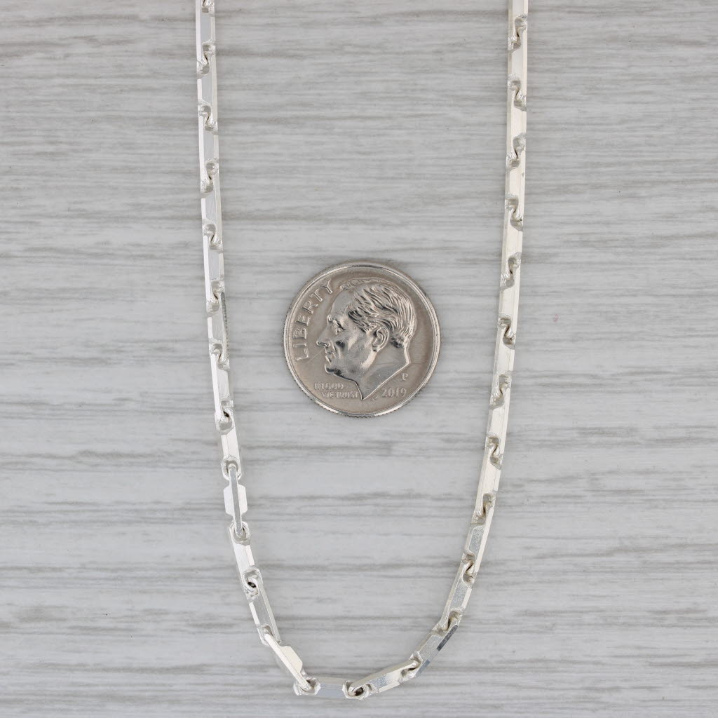 Gray Barley Corn Chain Necklace Sterling Silver 20" 2.5mm