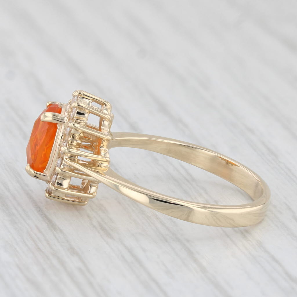 Light Gray 1-05ctw Orange Fire Opal Diamond Halo Ring14k Yellow Gold Size 7