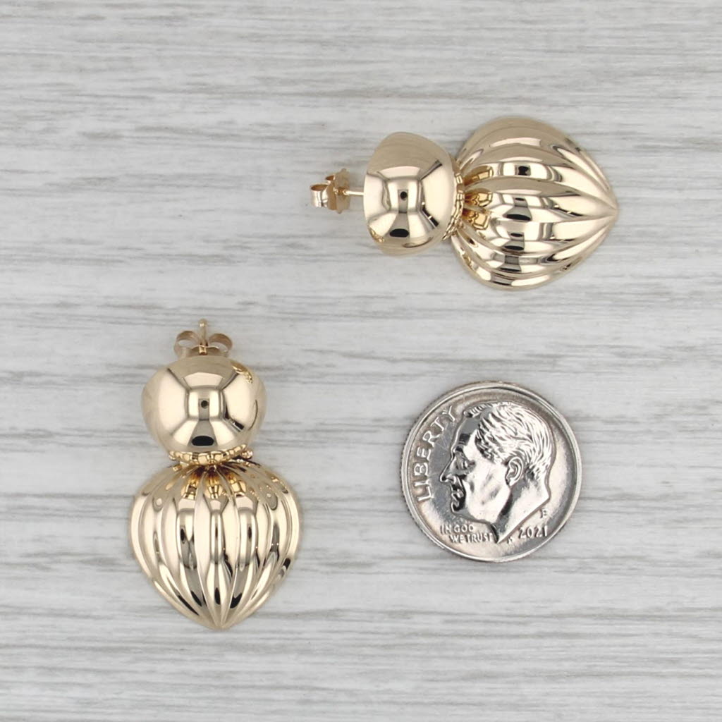 Beveled Dangle Earrings 14k Yellow Gold Lightweight Drops