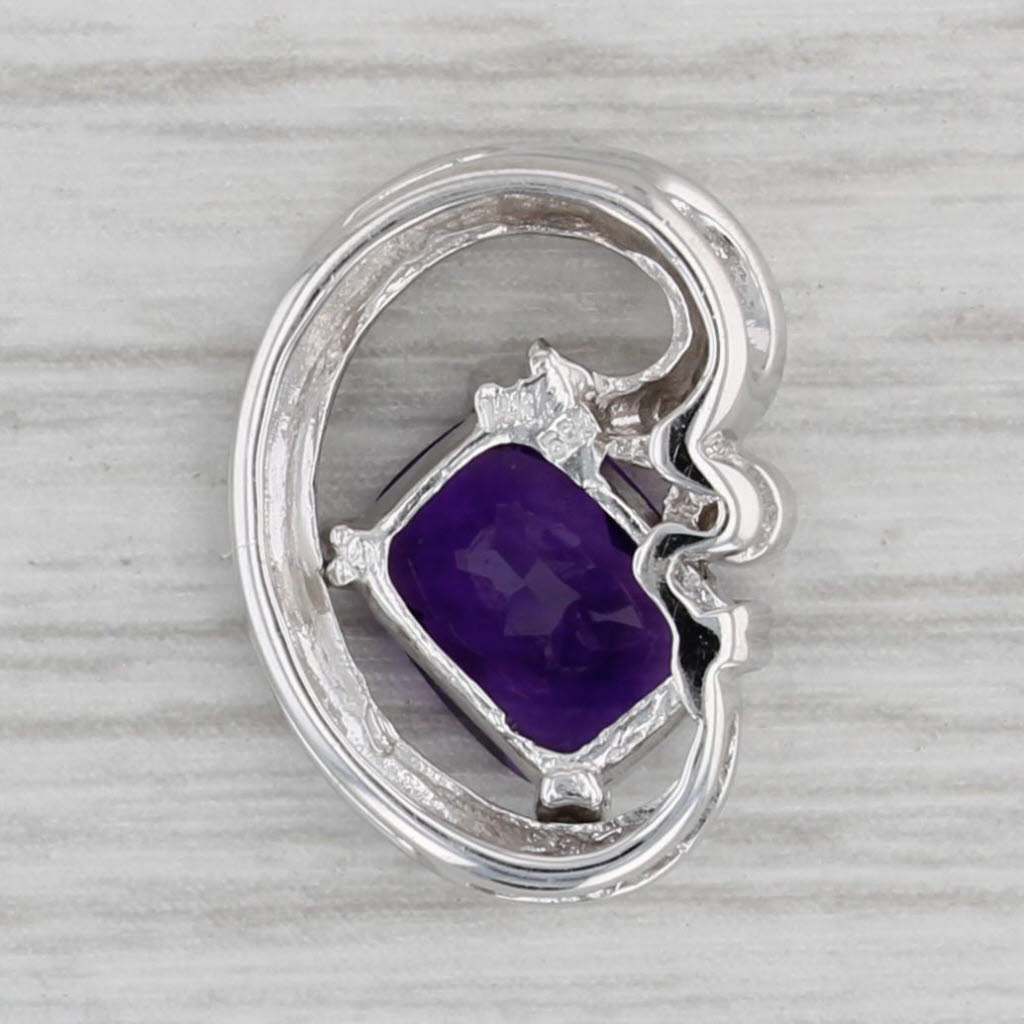 Gray Small 1.20ct Amethyst Pendant 14k White Gold Diamond Accent