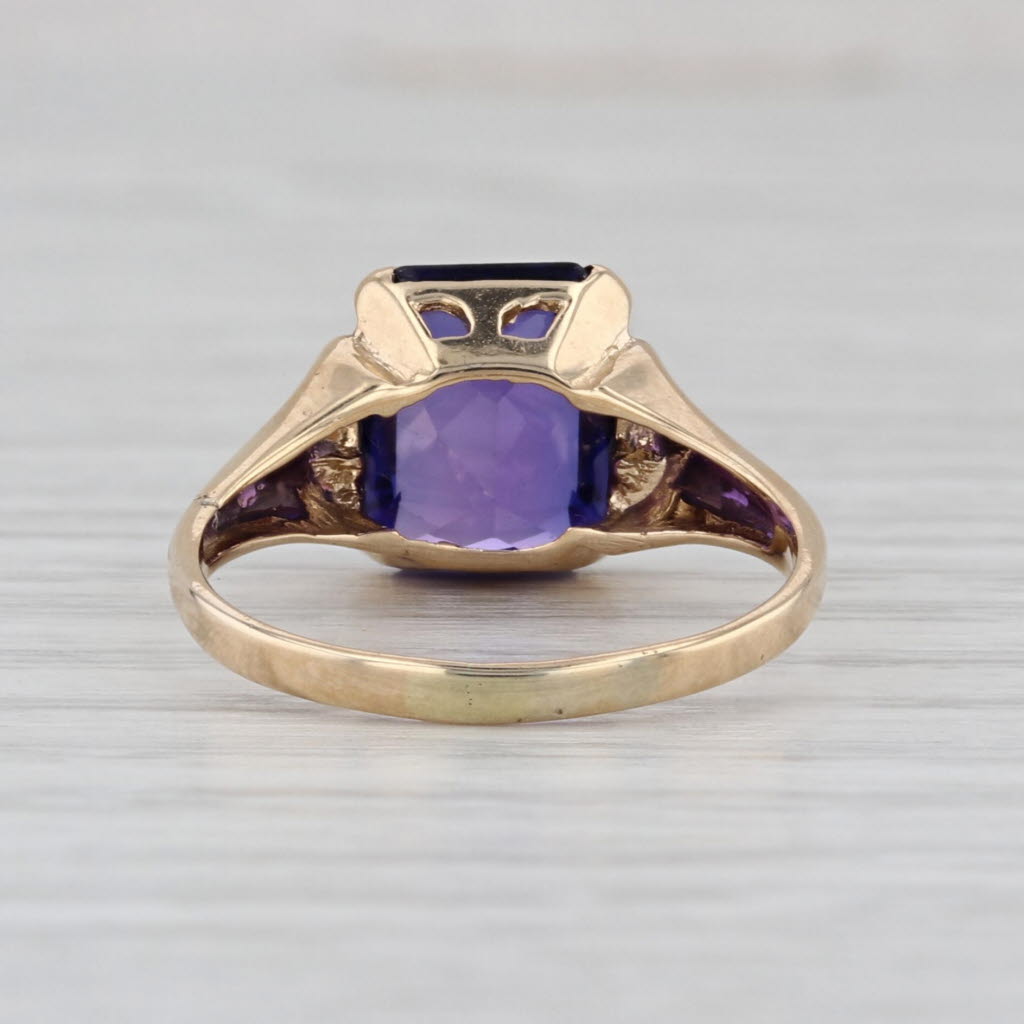 3ct Lab Created Purple Sapphire Ring 10k Yellow Gold Size 6.5 Vintage Solitaire