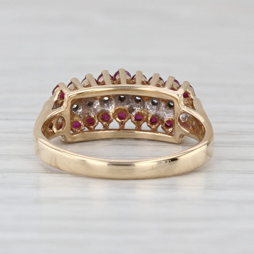 0.60ctw Tiered Ruby Diamond Pyramid Ring 14k Yellow Gold Size 6.25 Stackable