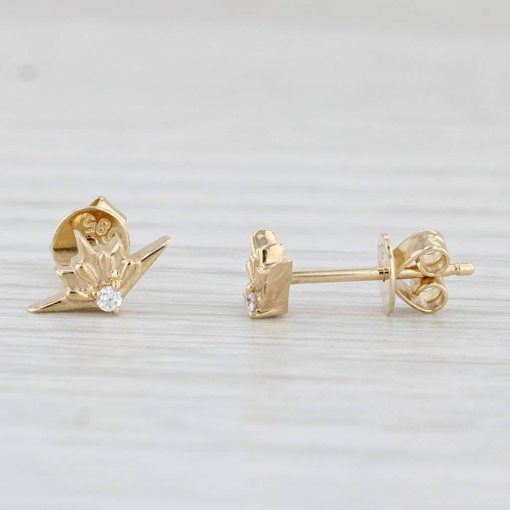 Light Gray New Small Diamond Stud Earrings 14k Yellow Gold