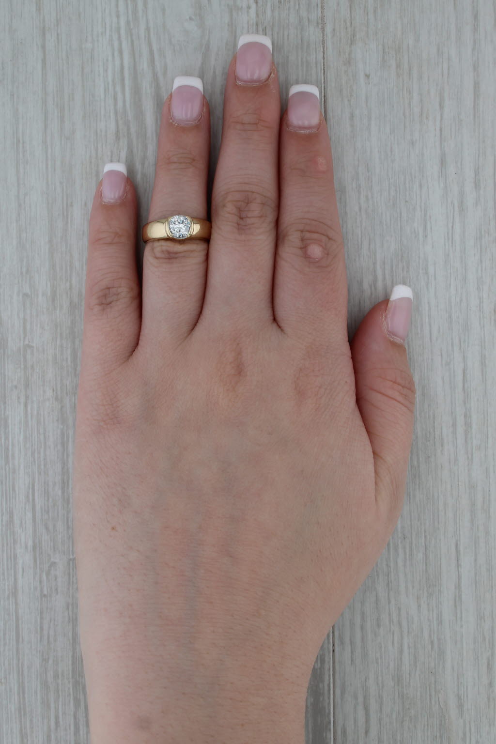0.91ct Round Diamond Solitaire Engagement Ring 14k Yellow Gold Size 5.25