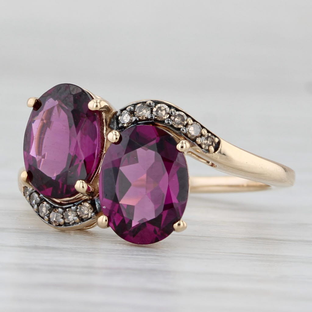 Light Gray 2.56ctw Garnet Diamond Bypass Ring 10k Yellow Gold Size 5.25