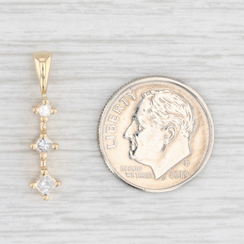 0.25ctw 3-Stone Journey Diamond Pendant 10k Yellow Gold Drop