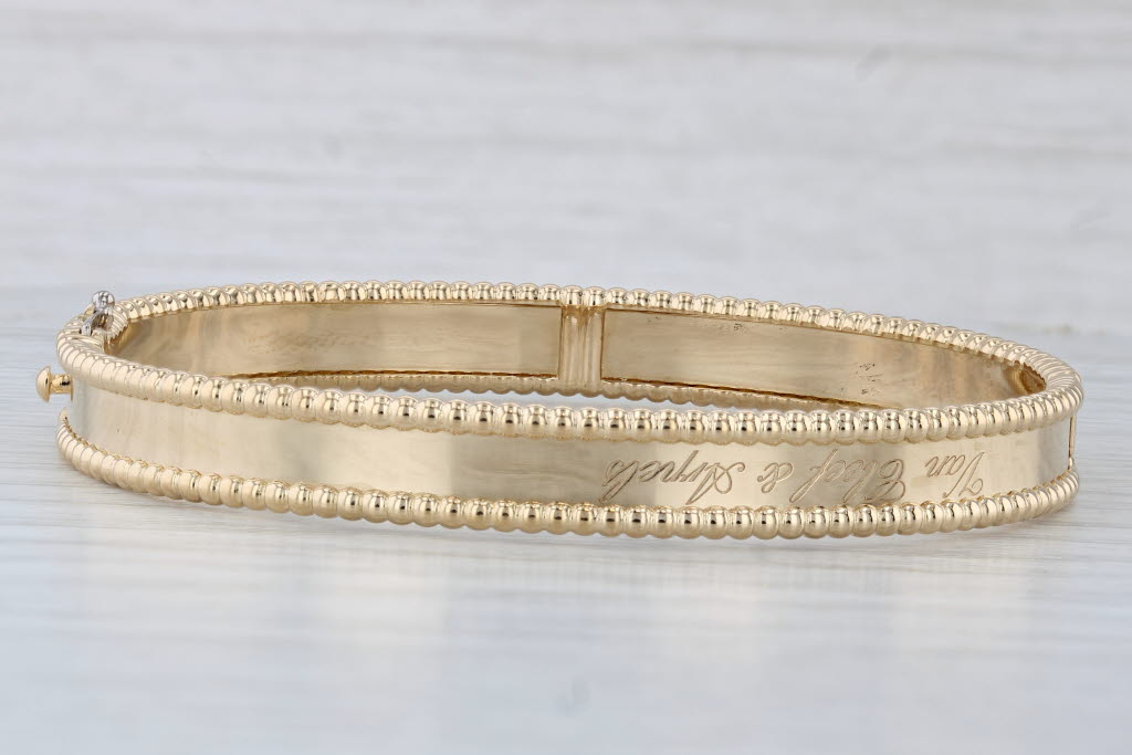 Light Gray Van Cleef & Arpels Perlee Signature Bangle Bracelet 7" VCA Large 18 Box Papers