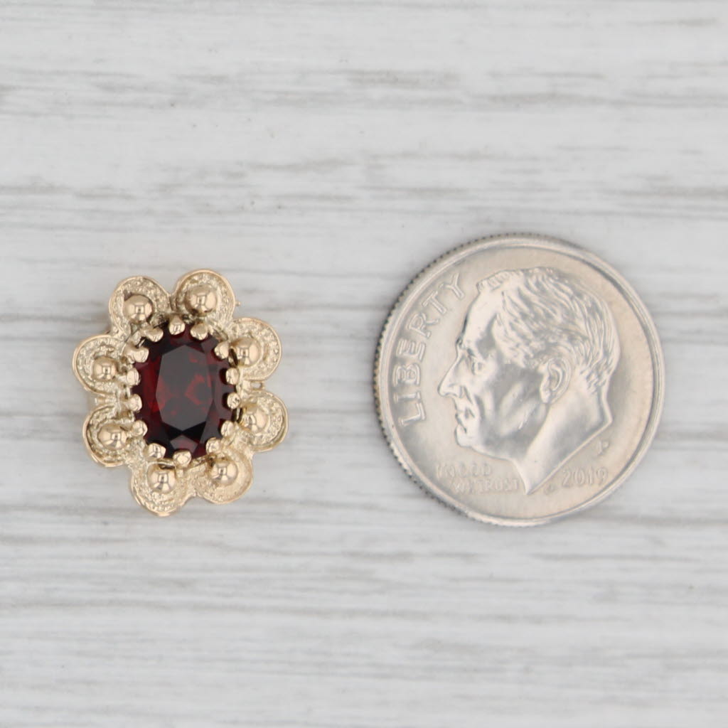 Light Gray Ornate Floral 1.50ct Garnet Slide Charm 14k Yellow Gold Vintage Richard Glatter