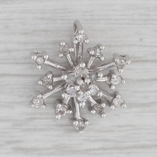 0.24ctw Diamond Accented Snowflake Pendant 10k White Gold Charm