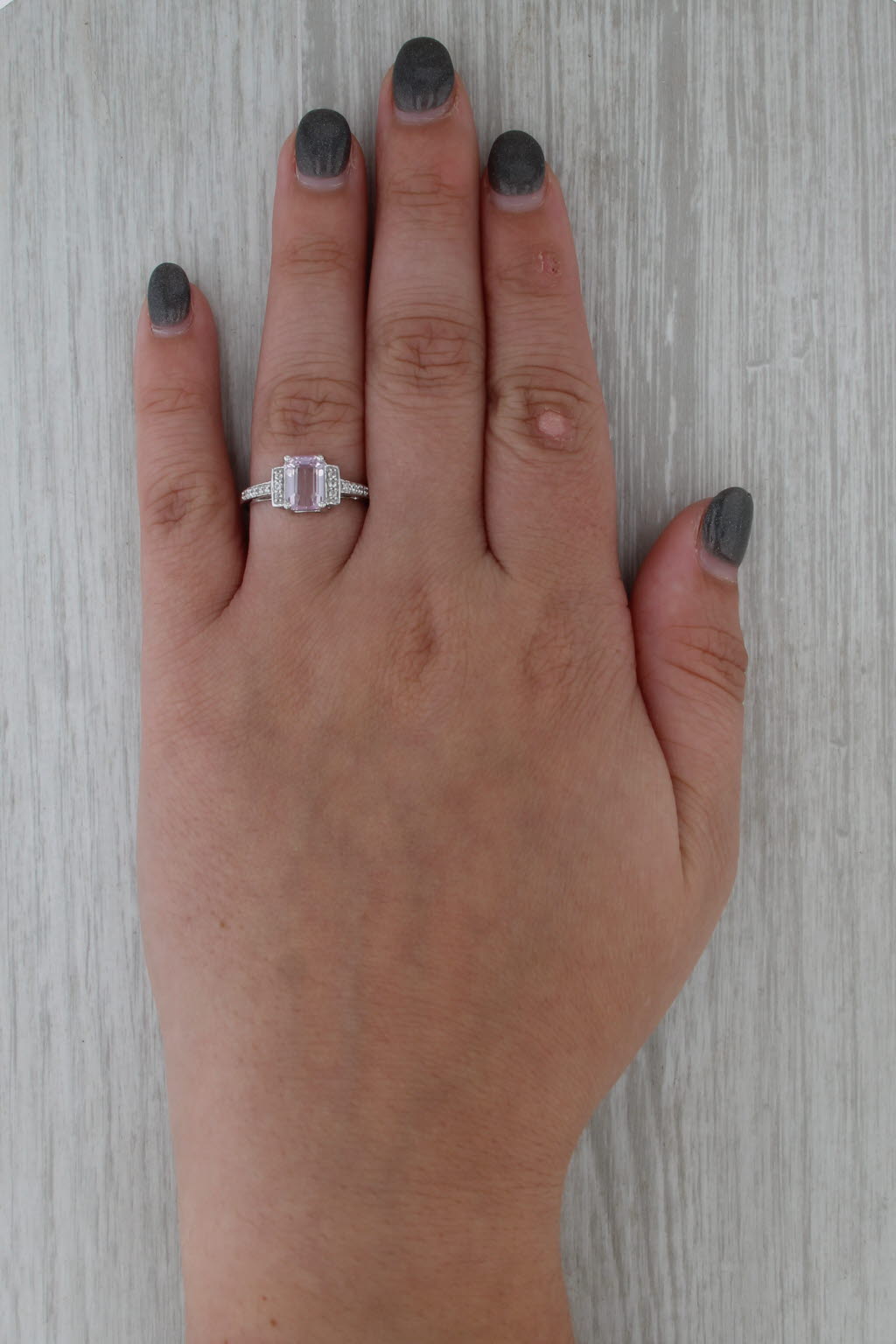1.87ctw Pink Knuzite Zircon Ring 10k White Gold Size 8.25