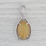 Gray Opal Cabochon Diamond Pink Sapphire Pendant 14k White Gold Statement