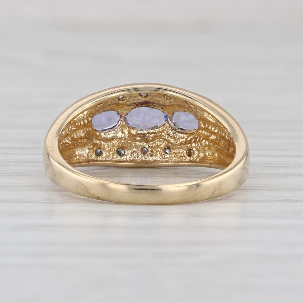 0.73ctw Tanzanite 3-Stone Diamond Ring 14k Yellow Gold Size 6.75
