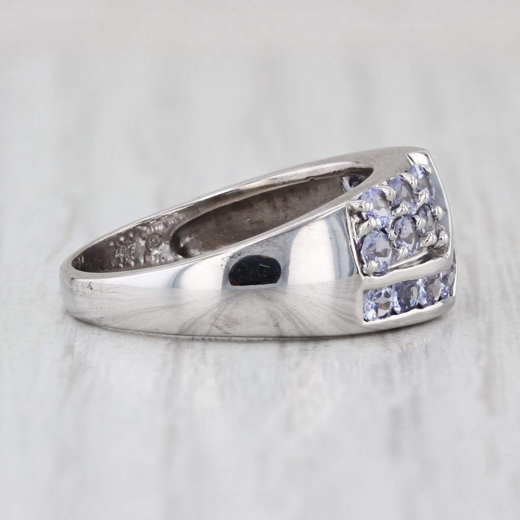 1.30ctw Tanzanite Cluster Ring 10k White Gold Size 8