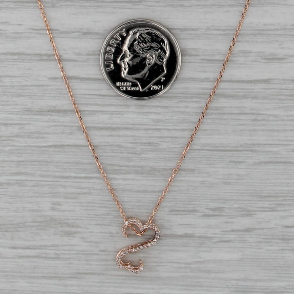 Jane Seymour 0.10ctw Diamond Open Hearts Pendant Necklace 10k Rose Gold 18"