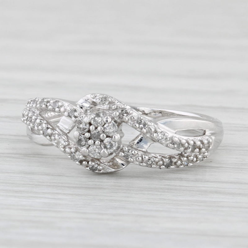 0.10ctw Diamond Cluster Ring 10k White Gold Size 5 Engagement