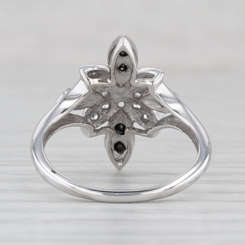 0.20ctw Black White Diamond Flower Ring 10k White Gold Size 8.25