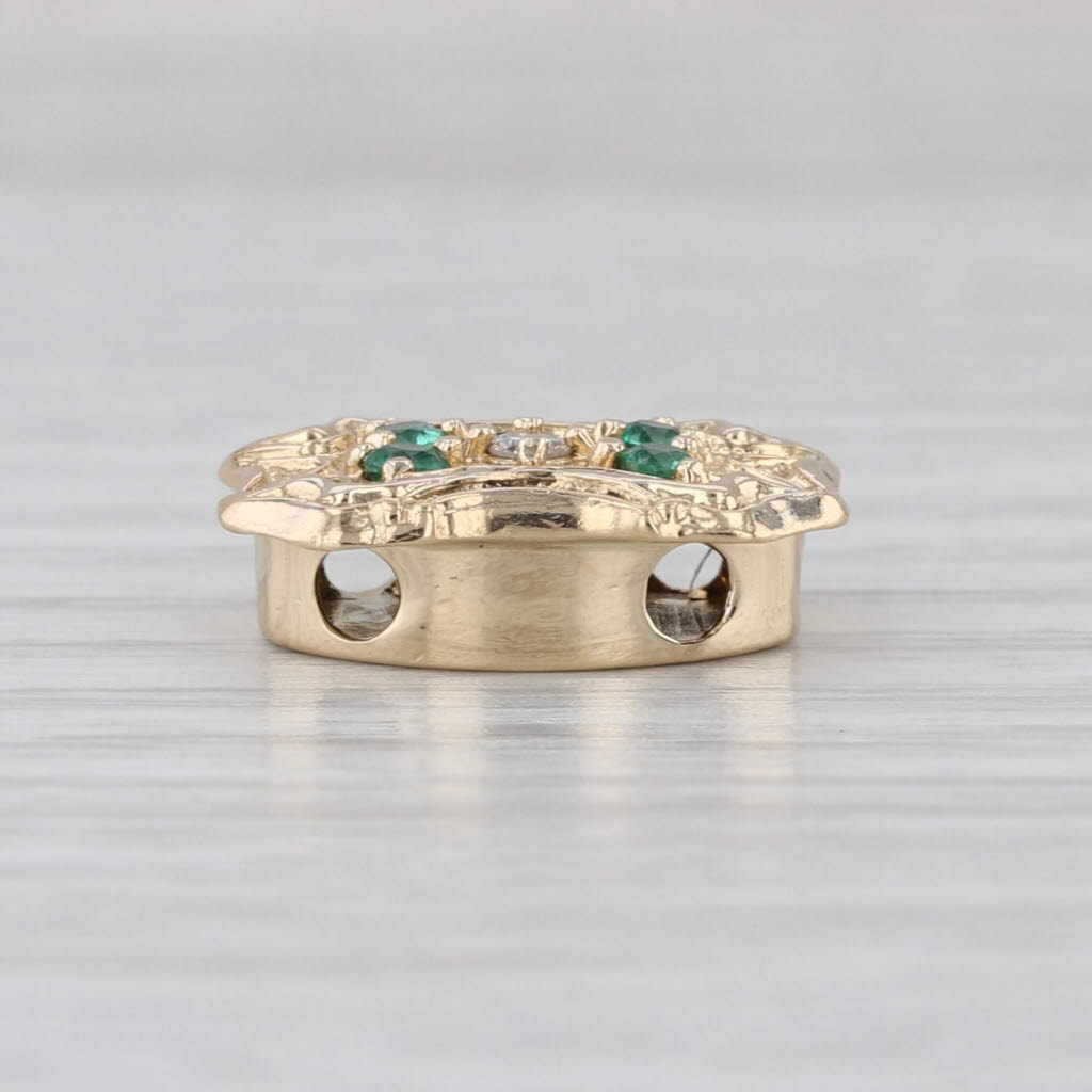 Richard Glatte Vintage 0.21ctw Emerald Diamond Slide Bracelet Charm 14k Gold