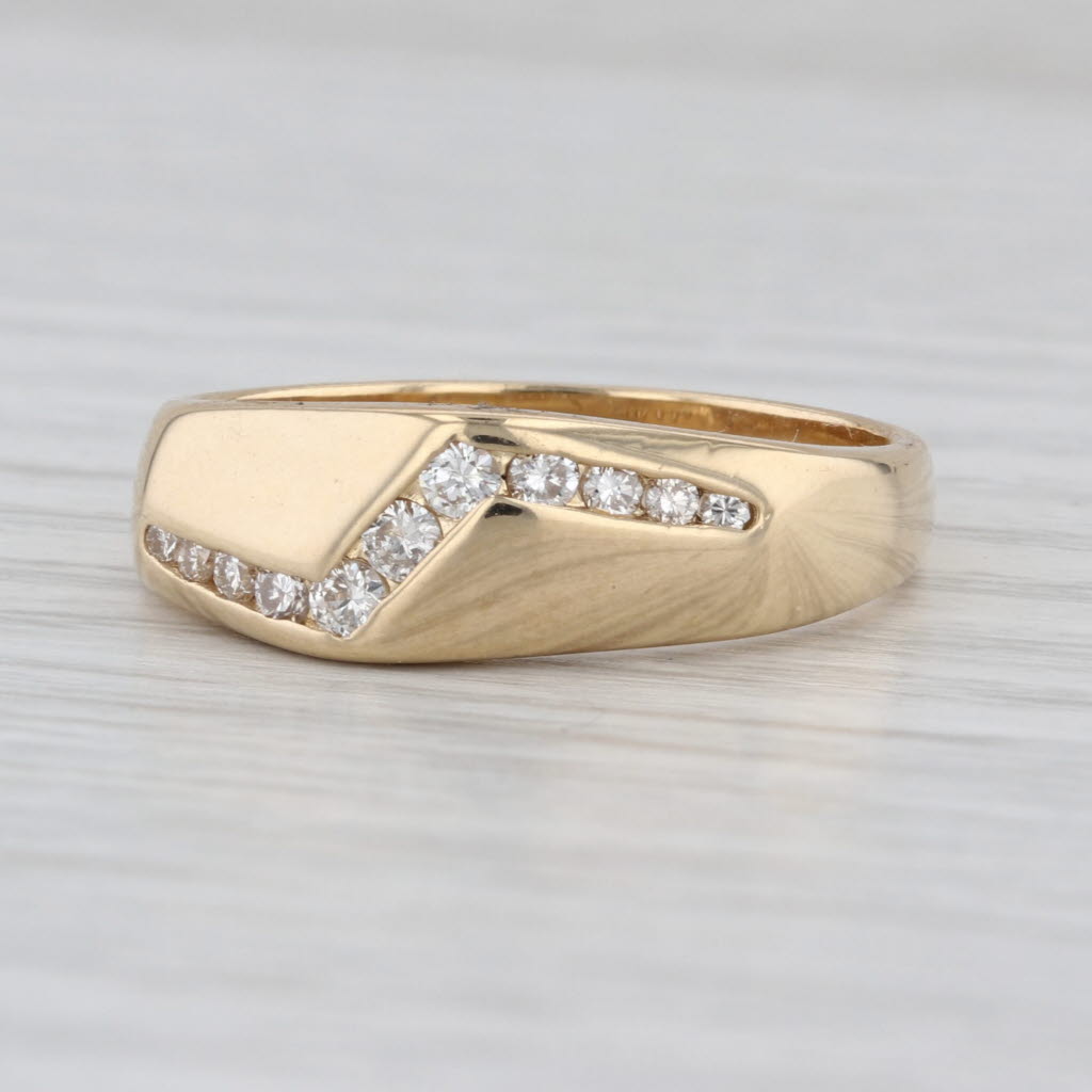 0.30ctw Beveled Diamond Ring 14k Yellow Gold Size 10.25 Men's Wedding Band