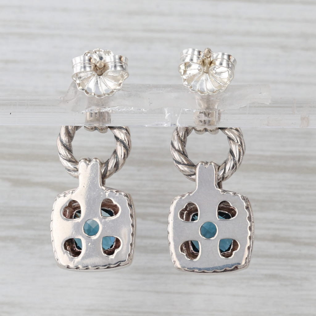 David Yurman Renaissance 3.60ctw London Blue Topaz Earrings Sterling Silver