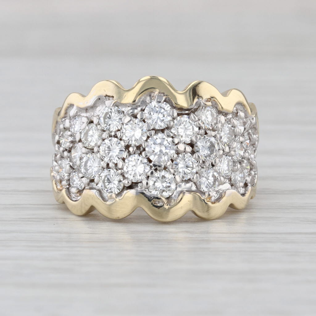 1.48ctw Diamond Cluster Ring 14k Yellow White Gold Sz 5.75 London Star Cocktail