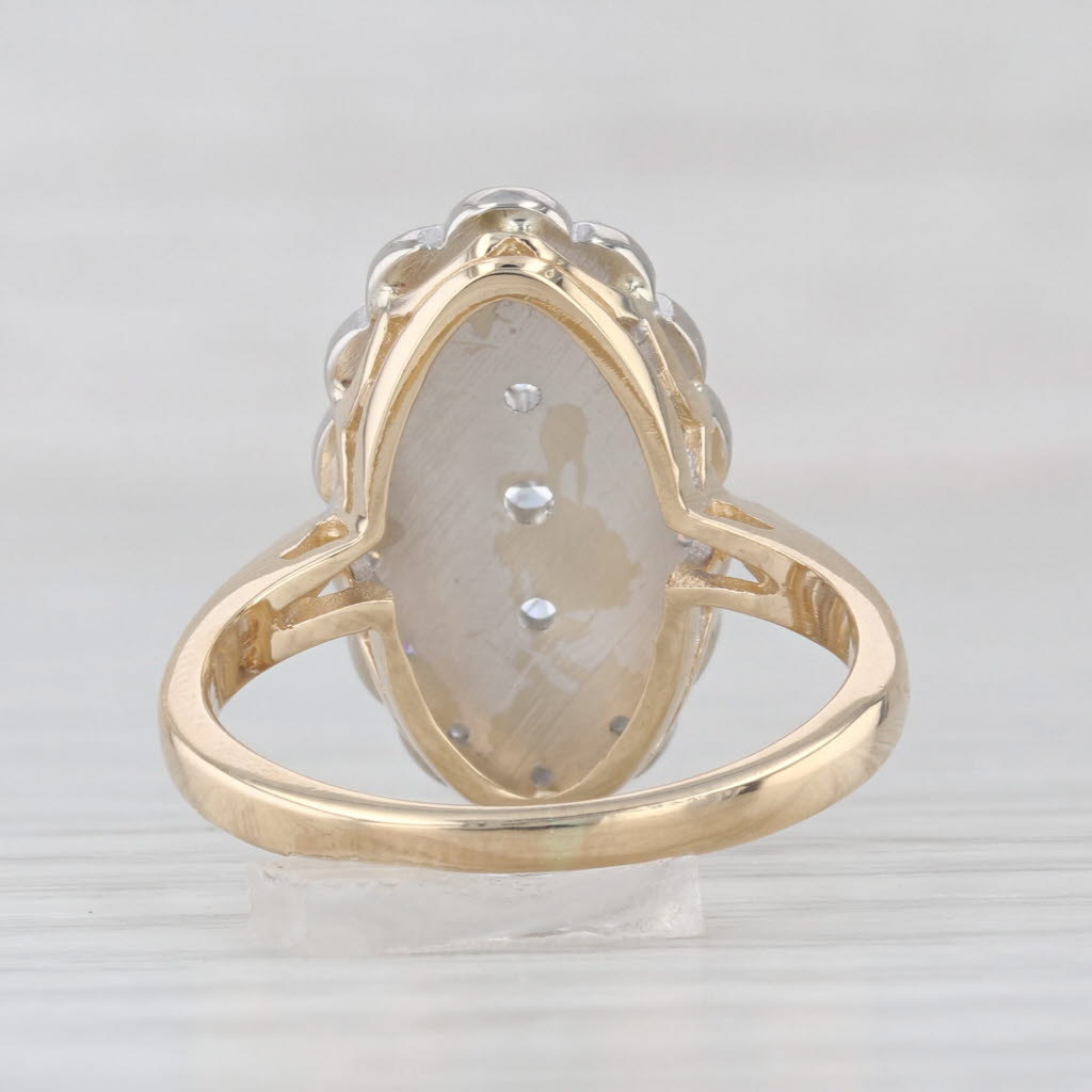 0.38ctw Diamond 3-Stone Halo Princess Ring 14k White Yellow Gold Size 6.25