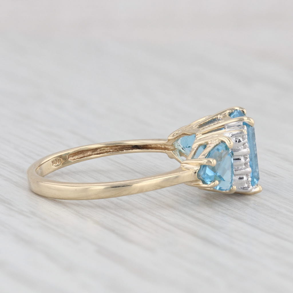 Light Gray 3.22ctw Blue Topaz Diamond Ring 10k Yellow Gold Size 7