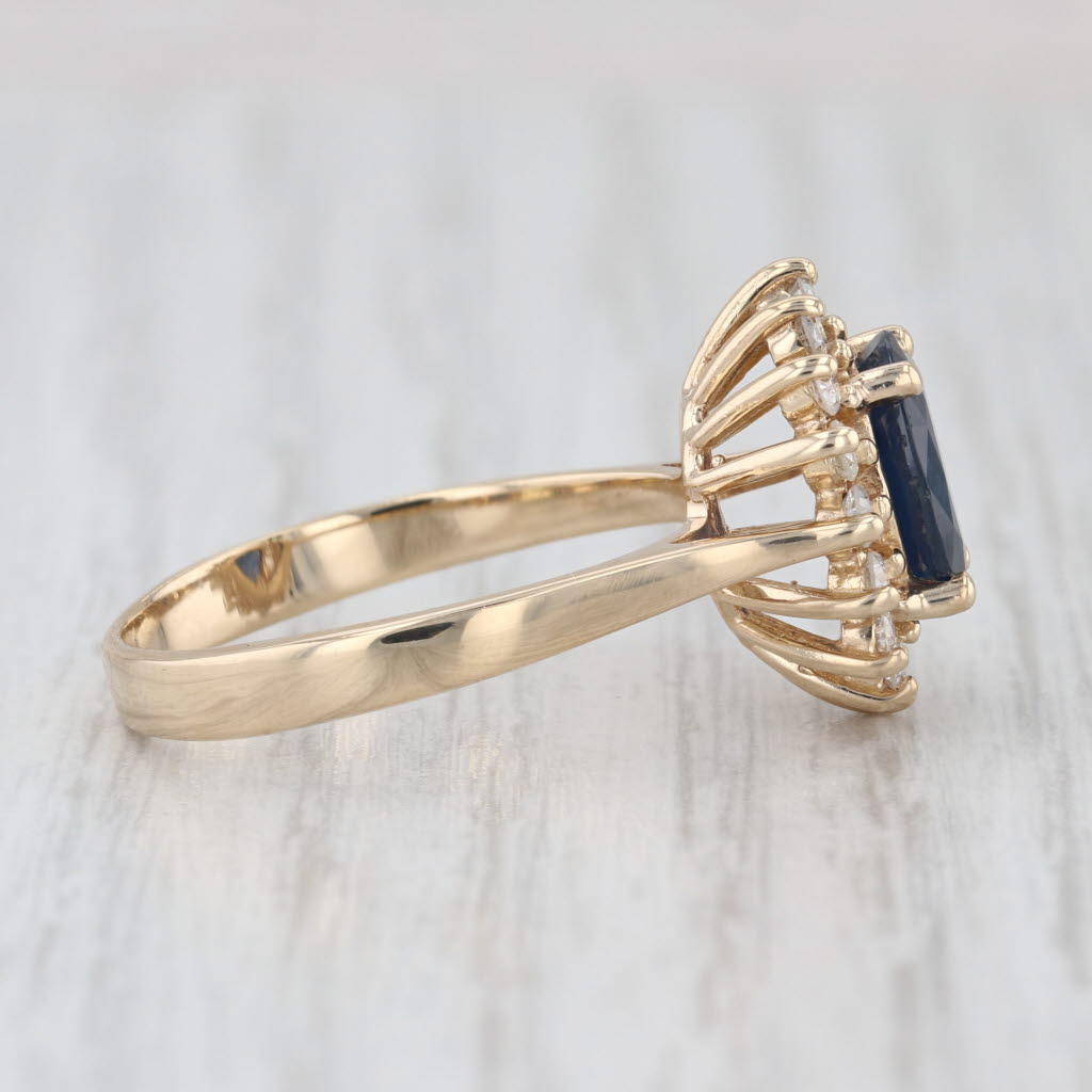 2.90ctw Oval Blue Sapphire Diamond Halo Ring 14k Yellow Gold Sz 8.75 Engagement