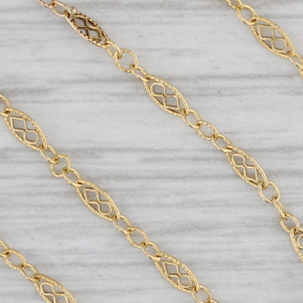 Seed Pearl Filigree Chain Necklace 14k Yellow Gold 19"