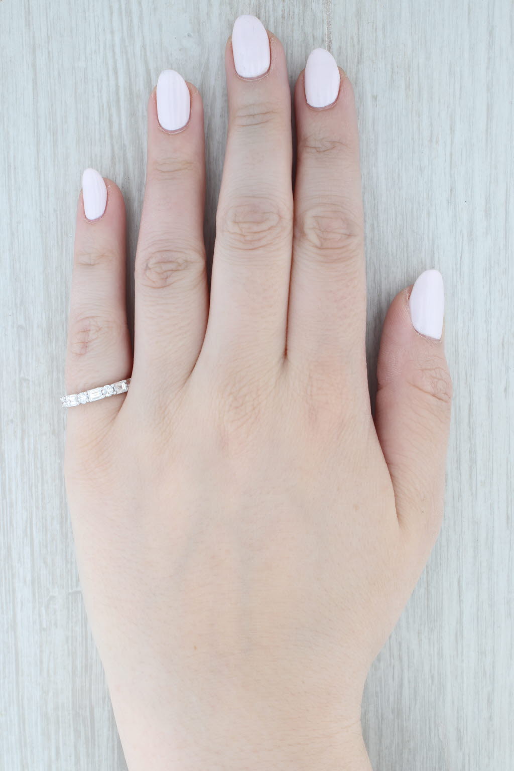 Light Gray New 1.14ctw Lab Grown Diamond Wedding Band 14k White Gold S 6.25 Stackable Ring