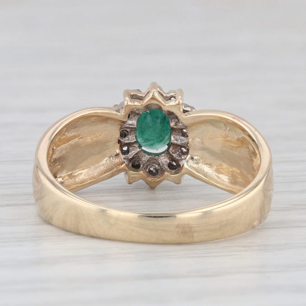 Light Gray 0.44ctw Oval Emerald Diamond Halo Ring 10k Yellow Gold Size 7.25