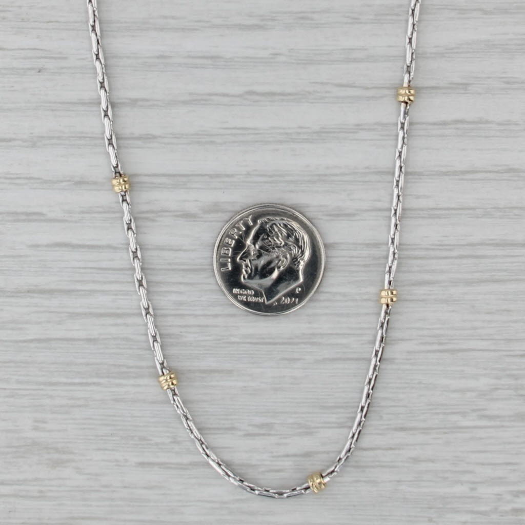 2-Toned Cable Chain Necklace 14k White & Yellow Gold 18 1/2" 3mm
